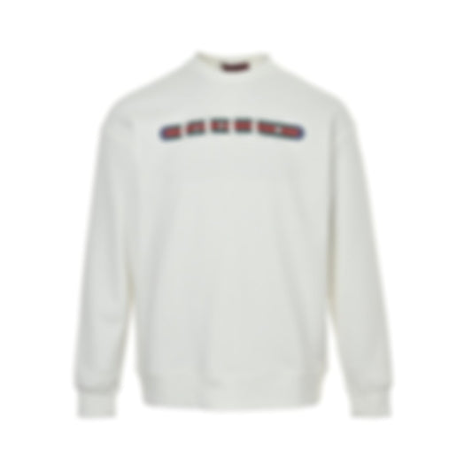 Web Stripe Logo Crewneck Sweatshirt - White