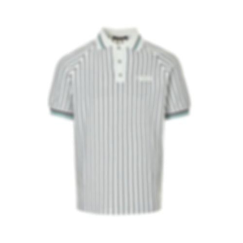 Striped Knit Polo | White