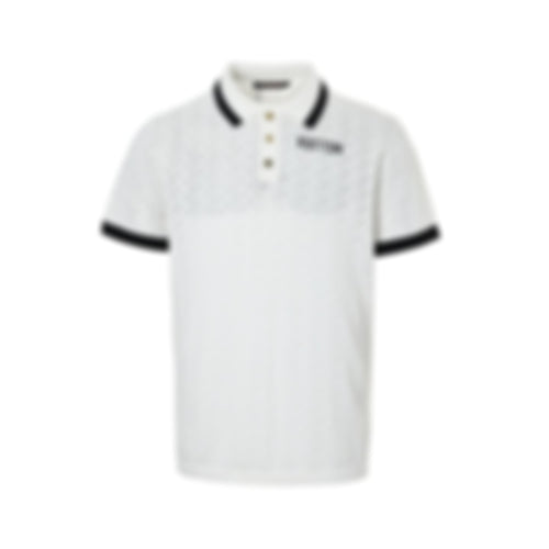 Chevron Pointelle Polo - White