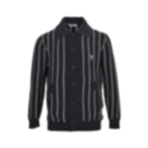Fine-Knit Pinstripe Cardigan | Black & White
