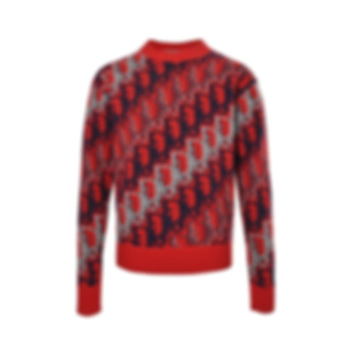 Diagonal Oblique Wool Knit Crewneck