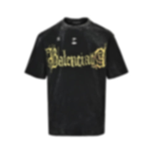 Distressed Gothic Logo 'See Now Buy Now' T-Shirt - Washed Black