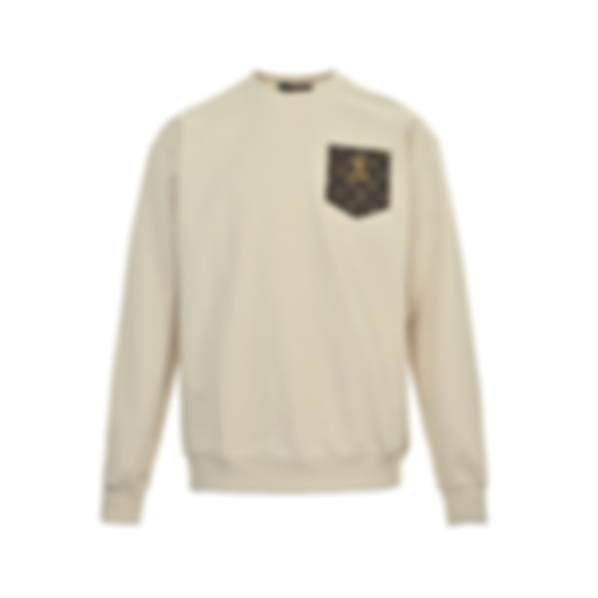 Monogram Pocket Cotton Crewneck | Beige