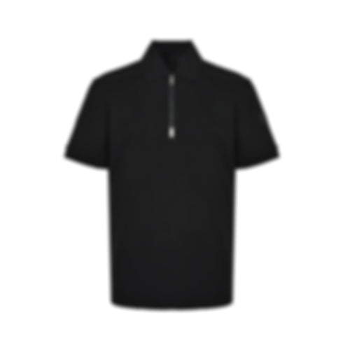 Zip-Neck Polo Shirt - Black