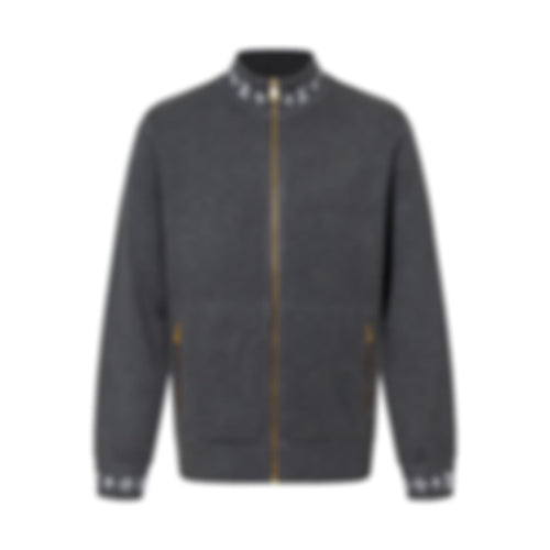 Monogram Trim Full-Zip Cardigan