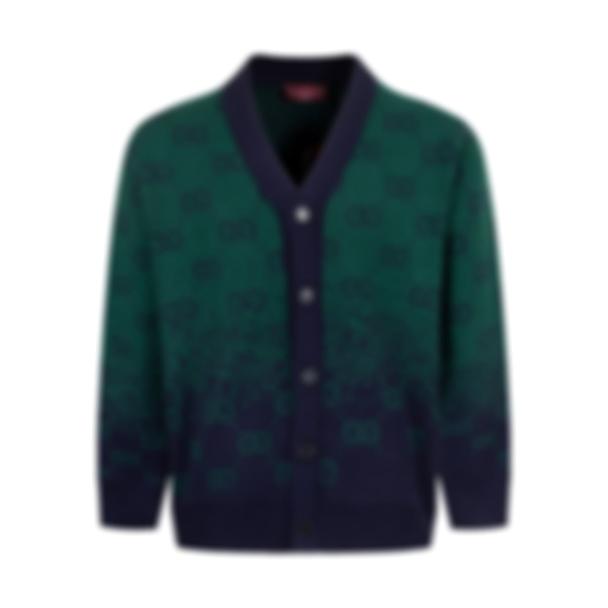 Gradient GG Monogram Wool Cardigan | Green & Navy