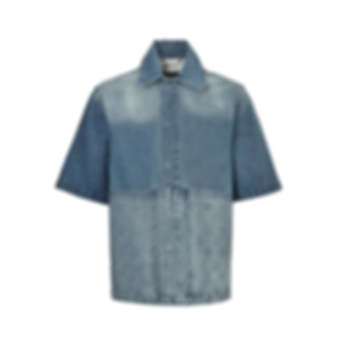 Monogram Denim Short-Sleeved Shirt