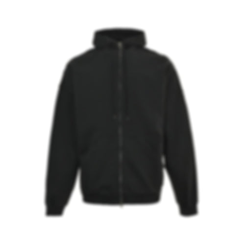 Tape Logo Distressed Zip Hoodie