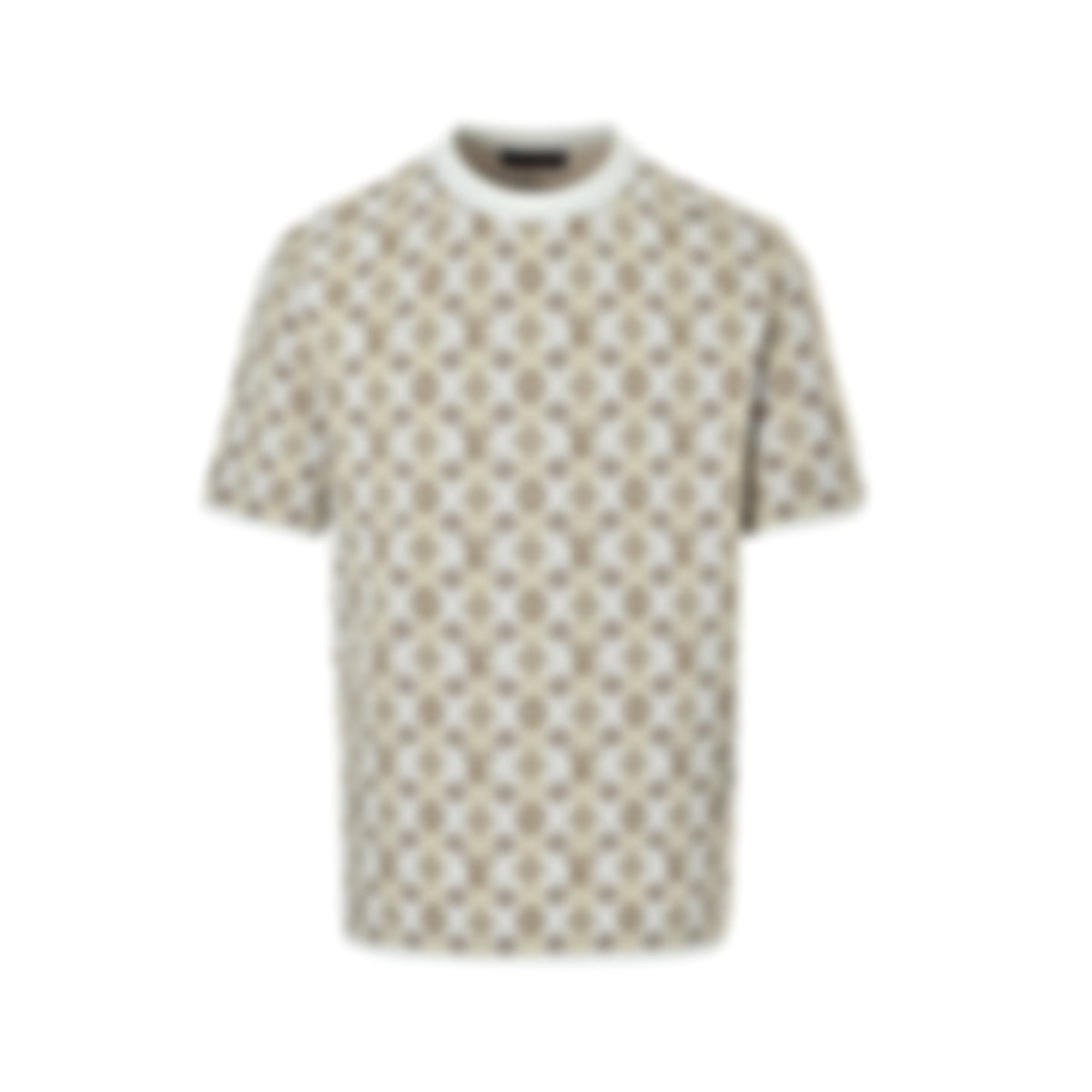Monogram Striped Knit T-Shirt - Cream/White
