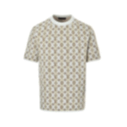 Monogram Striped Knit T-Shirt - Cream/White