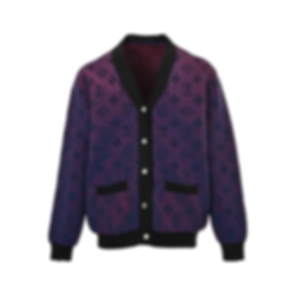 Gradient Monogram Ribbed Cardigan | Purple & Black