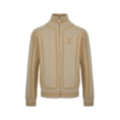 Script Textured Knit Cardigan | Beige