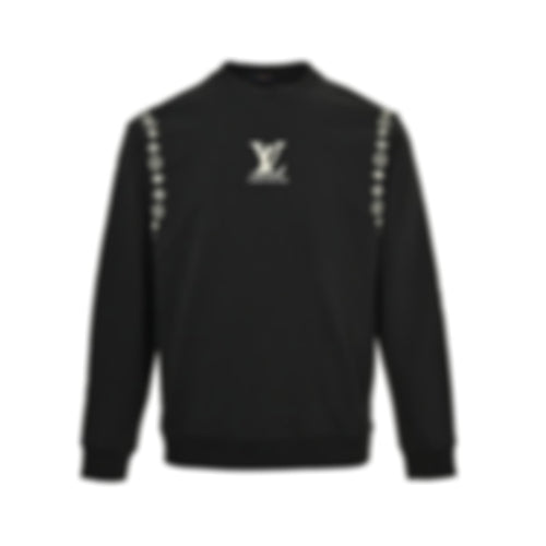 Embroidered Monogram Sleeve Sweatshirt | Black