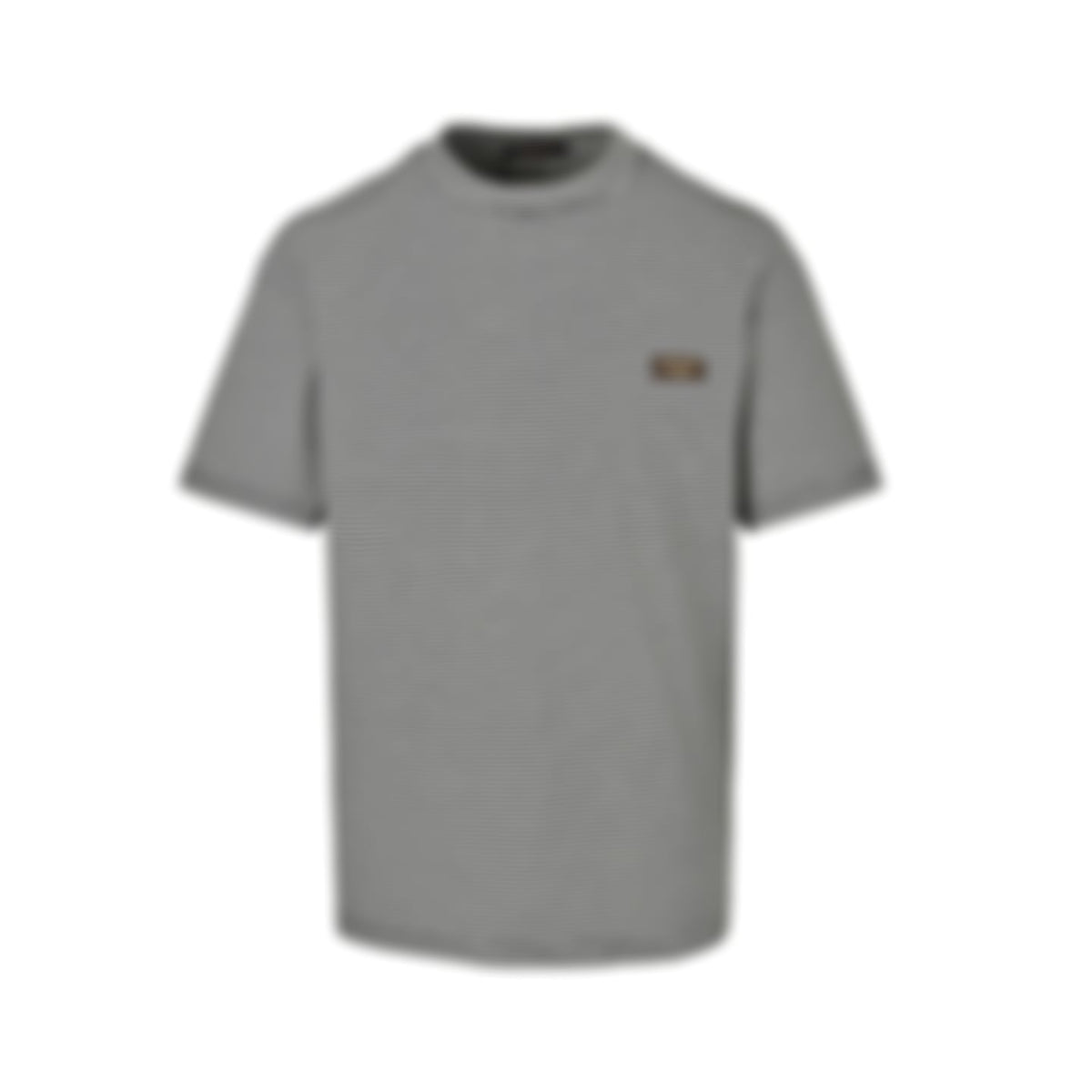 Micro-Stripe Leather Patch T-Shirt - Black/White