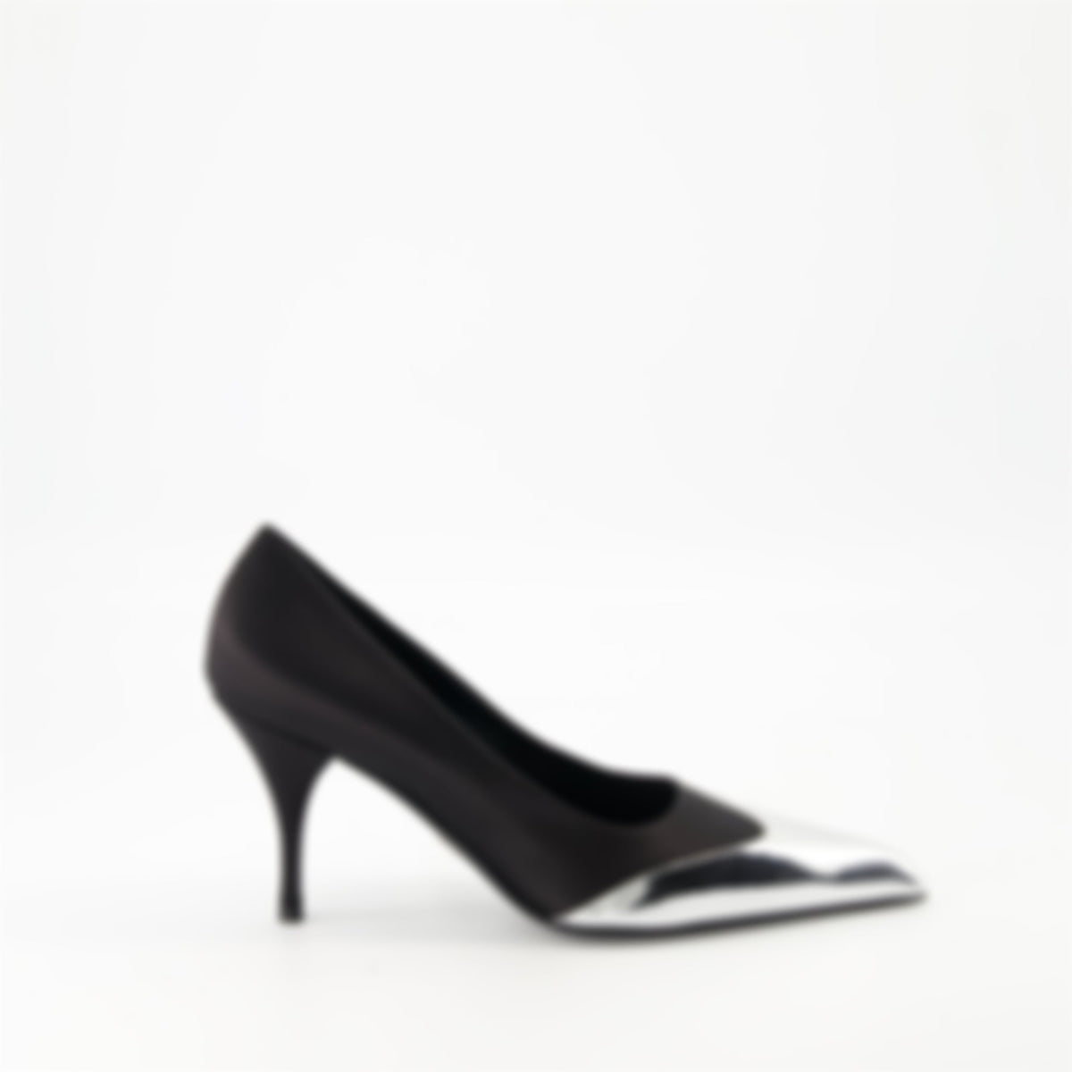 Satin and leather pumps