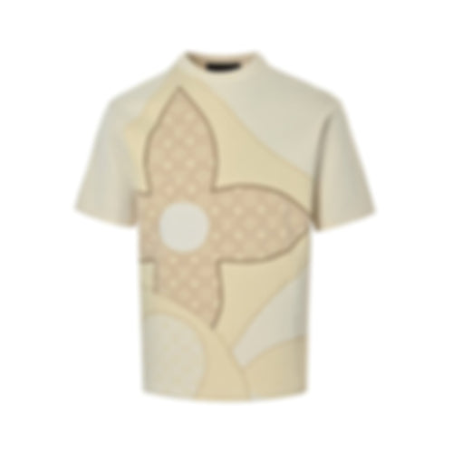 Oversized Monogram Flower Knit T-Shirt - Cream
