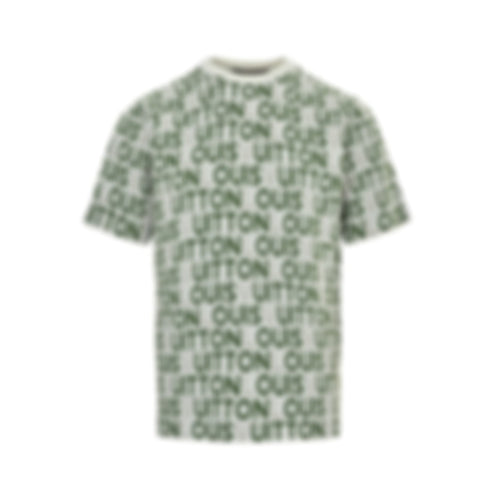 All-Over Typographic Knit T-Shirt | White & Green