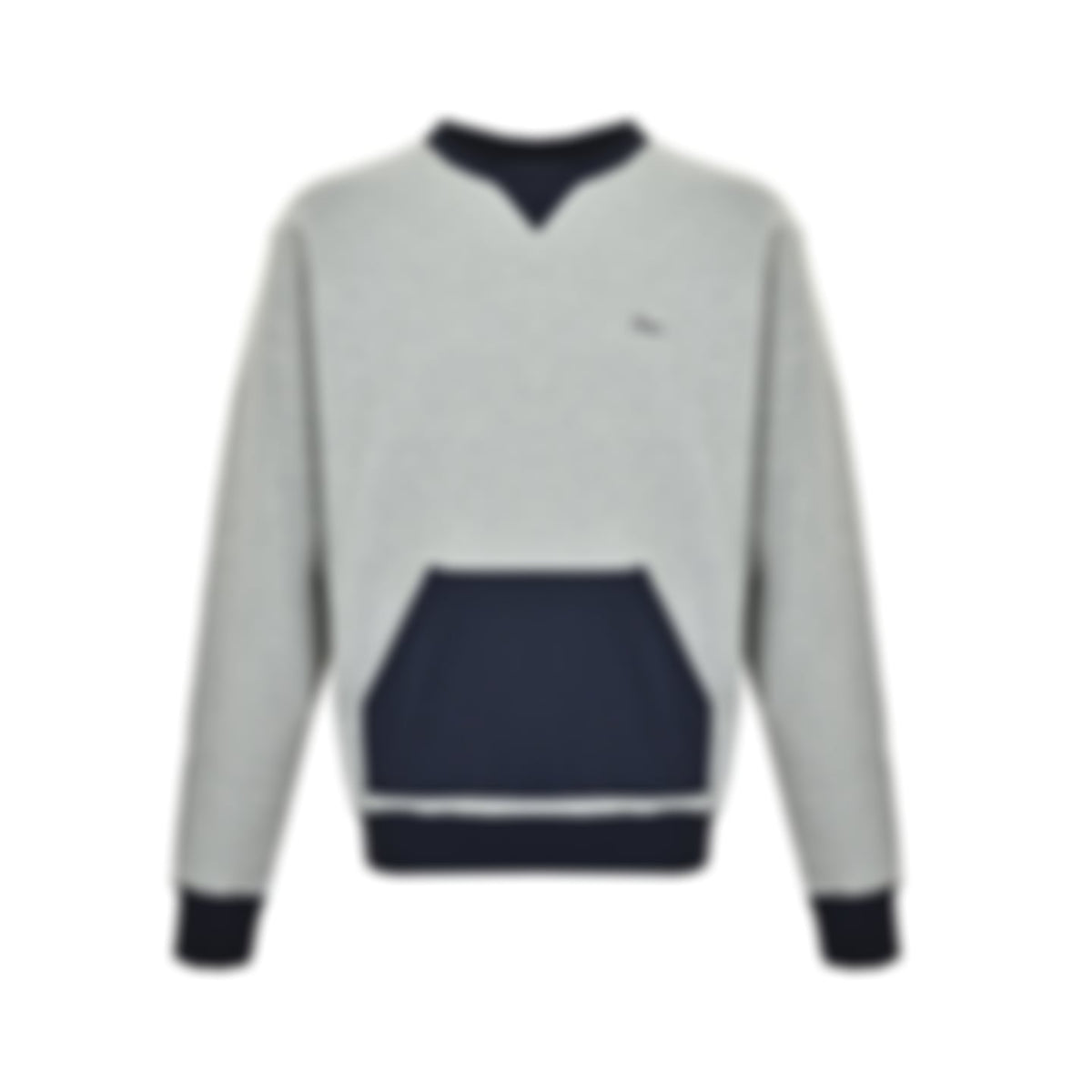 Contrast Pocket Crewneck Sweatshirt - Grey/Navy